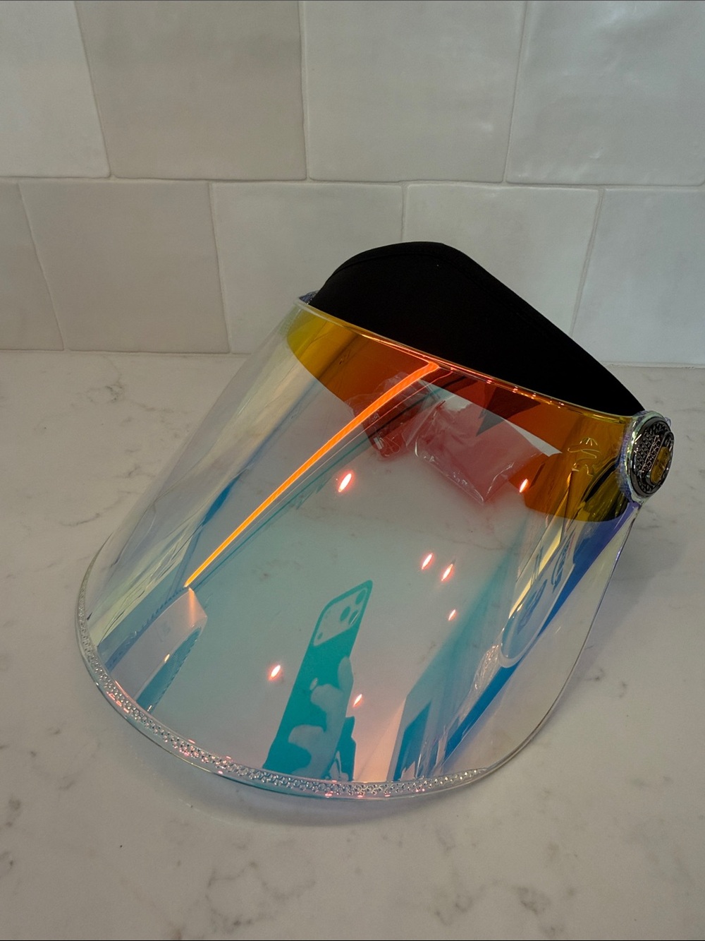NWT Rare Iridescent UV Blocking Face Shield Visor - Clear with Rainbow Tint